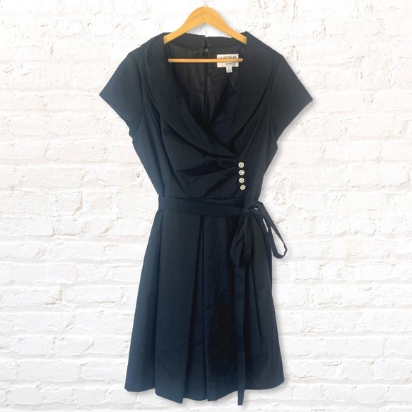 Julian Taylor New York Black Tafetta Jeweled Fit & Flare Dress Size 16 Cocktail - Picture 1 of 8